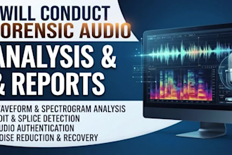 conduct forensic audio analysis and provide a detailed technical report
