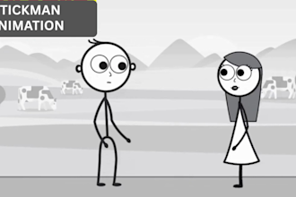 draw stickman, animate stick man, stickman animation and stick figure explainer