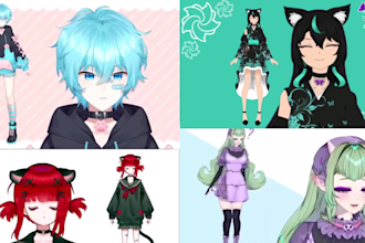 create 2d vtuber designs, live2d models, outfits, rigging