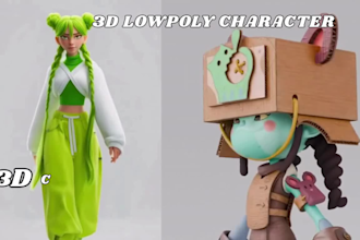 lowpoly 3d character and game assets, stylized 3d model, blender, rigged