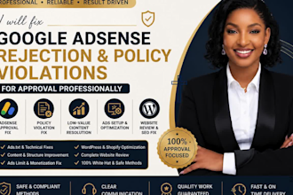 fix google adsense rejection and policy violations for approval professionally