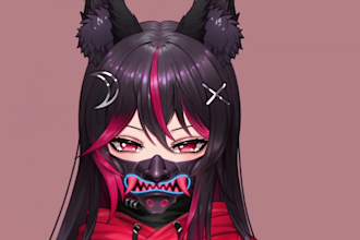 draw and rig a cute 2d vtuber model, 3d vtuber model, pngtuber, live2d model
