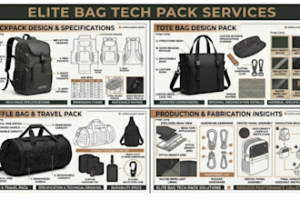 create handbag techpack design, duffel bag tech pack, gym bag design, bag design