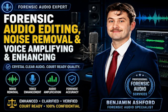 do forensic audio editing, noise removal, enhance voice and amplification