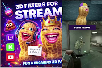 create a 3d vtuber filters burnt peanut style, for snap camera and streaming