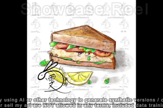 draw food, dessert and beverage in my style