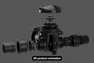 create 3d product animation, exploded view, cutaway, mechanical assembly video