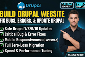 build drupal website fix bugs errors update drupal bootstrap migrate website