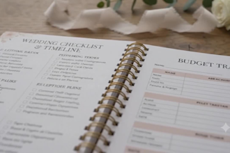 design an elegant customizable wedding planner template in canva