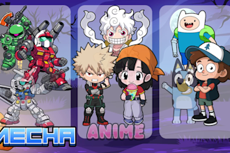 draw chibi anime or cartoon character illustration, stickers
