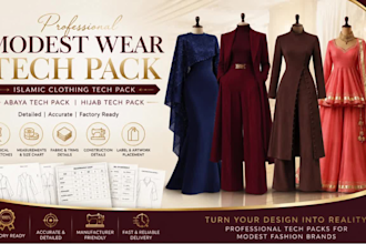 create modest wear tech pack islamic clothing tech pack abaya tech pack hijab