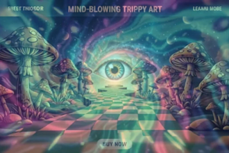design trippy psychedelic illustration and 4k video