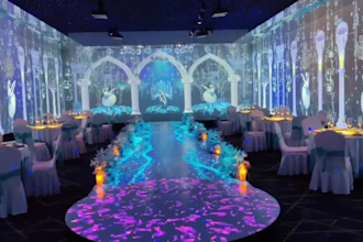 360 immersive wall projection mapping, dome projection for hotel hall projection