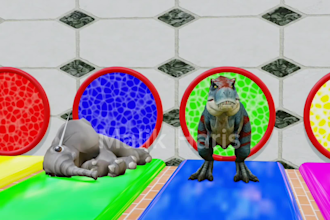 create 3d animals crossing fountain videos fast and clean