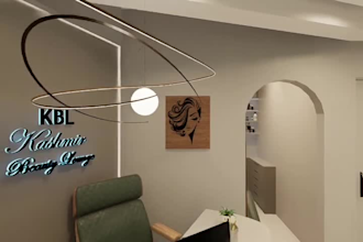 design 3d salon interior, floor plan and space layout