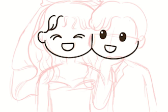 draw cute couple illustration