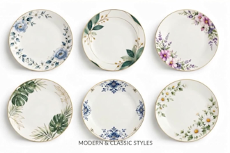 create ceramic dinner set, plate decal, and crockery designs