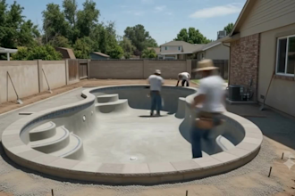create cinematic pool construction timelapse videos