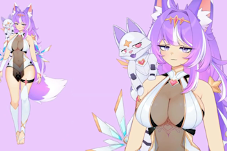 design live 2d vtuber model with vtuber riggng male or female 2d vtuber model