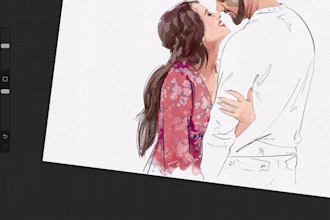 draw illustration portrait watercolor