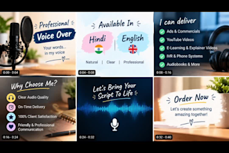 record a clear hindi and english voice over