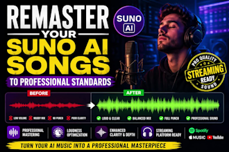clean mix and master your ai generated song from suno ai
