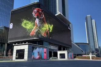 create anamorphic animation, 3d billboard animation led screen cgi ads