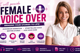 provide female voice over audiobook narration storytelling and bedtime stories