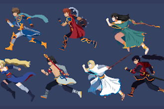 do pixel art character design sprite sheet pixel animation 8bit pixel game art