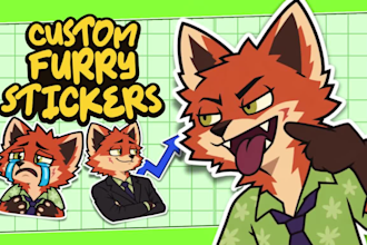 create custom fursona furry stickers in 24 hours