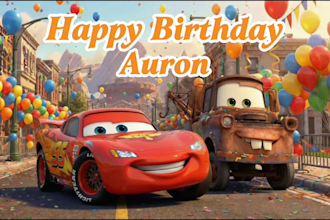 create a personalized birthday video from lightning mcqueen and mater cars