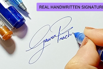 design a real handwritten signature logo or autograph with a video tutorial