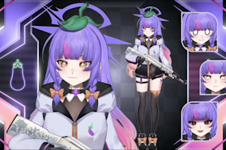 draw and rig male or female 2d v tuber avatar and live2d model 2d rigging