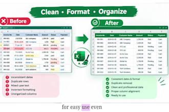 convert PDF to excel, clean data, and format your spreadsheet