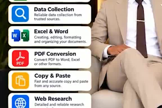 do data entry,data collection,web research,excel, word, copy