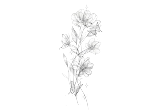 draw fineline botanical delicate flowers