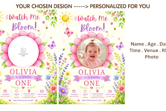 design a custom kids photo birthday invitation in canva