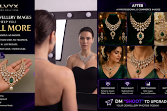 do ai jewelry photoshoot by model for shopify amazon mockup ecommerce video ads