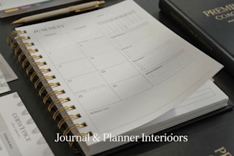 professional custom fillable pdf workbook, journal and planner interior design