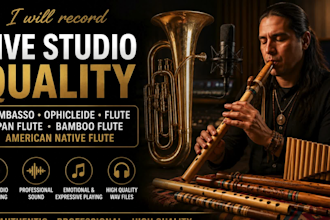 record studio quality cimbasso, ophicleide, flute, pan flute native bamboo flute