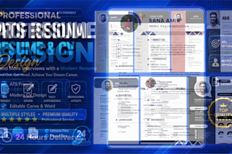 design professional, modern resume, CV, in canva