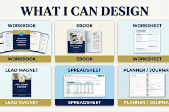 design canva spreadsheet, canva workbook, worksheet, lead magnet and canva ebook