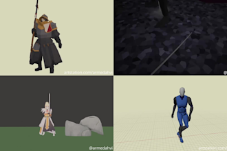 make 3d character animations for games, 3d game animations