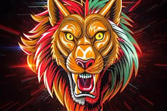 design aggressive esports gaming mascot logo wolf lion cobra