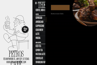 design a professional and modern restaurant menu