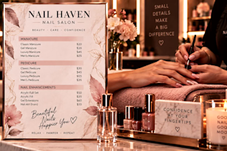 design a professional salon and barbershop price list