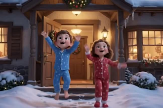 3d christmas animation video, kids cartoon and new year greetings video ai pixar