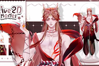 design male and female vtuber model 2d vtuber model vtuber rigging live2d model