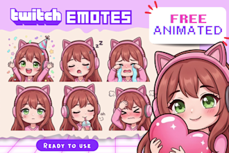 draw twitch emotes, chibi emotes, animated emotes, vtuber for stream