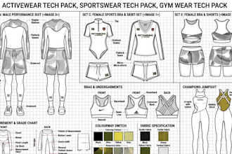 design sportswear tech pack activewear tech packs and resortwear
